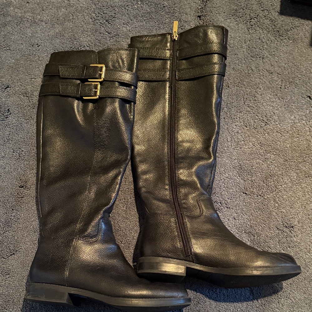 Franco Sarto Black Leather Knee-High Boots